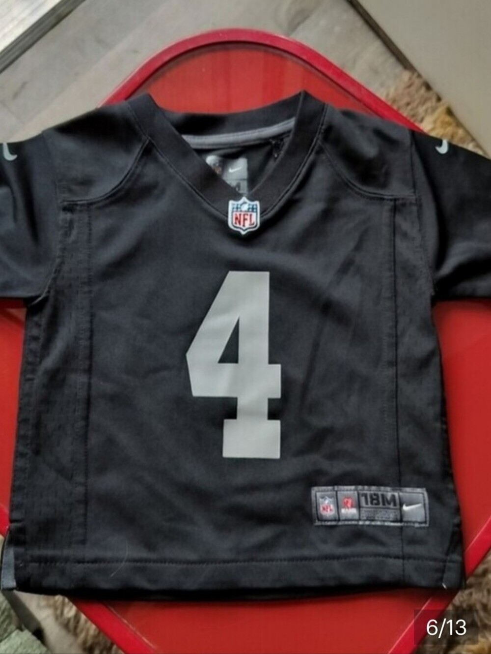 Nike Black Kids' Football Jersey with Silver Number 4